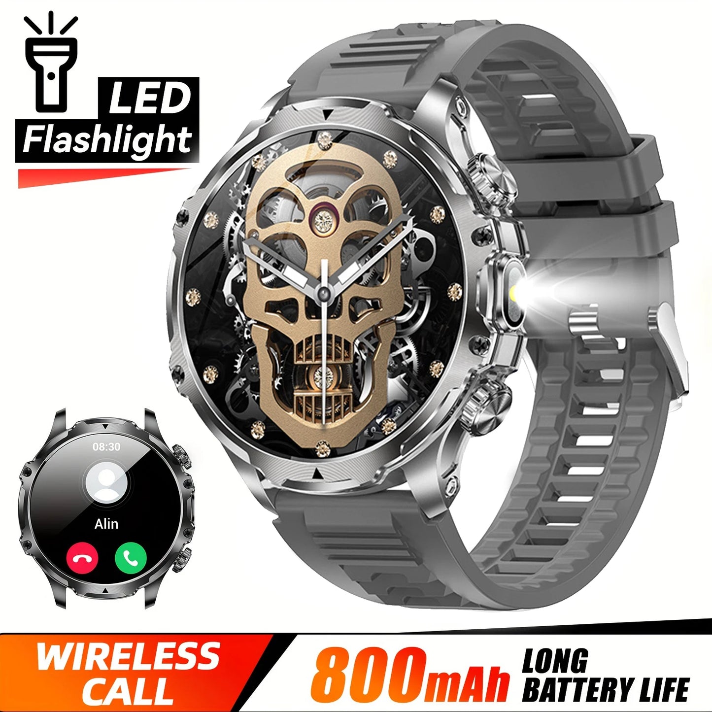 2025 New Men's Outdoor Sports Smart Watch 1.9" HD Touch Screen 800mAh Battery Life 100+ Sports Mode Fitness IPX8 Waterproof