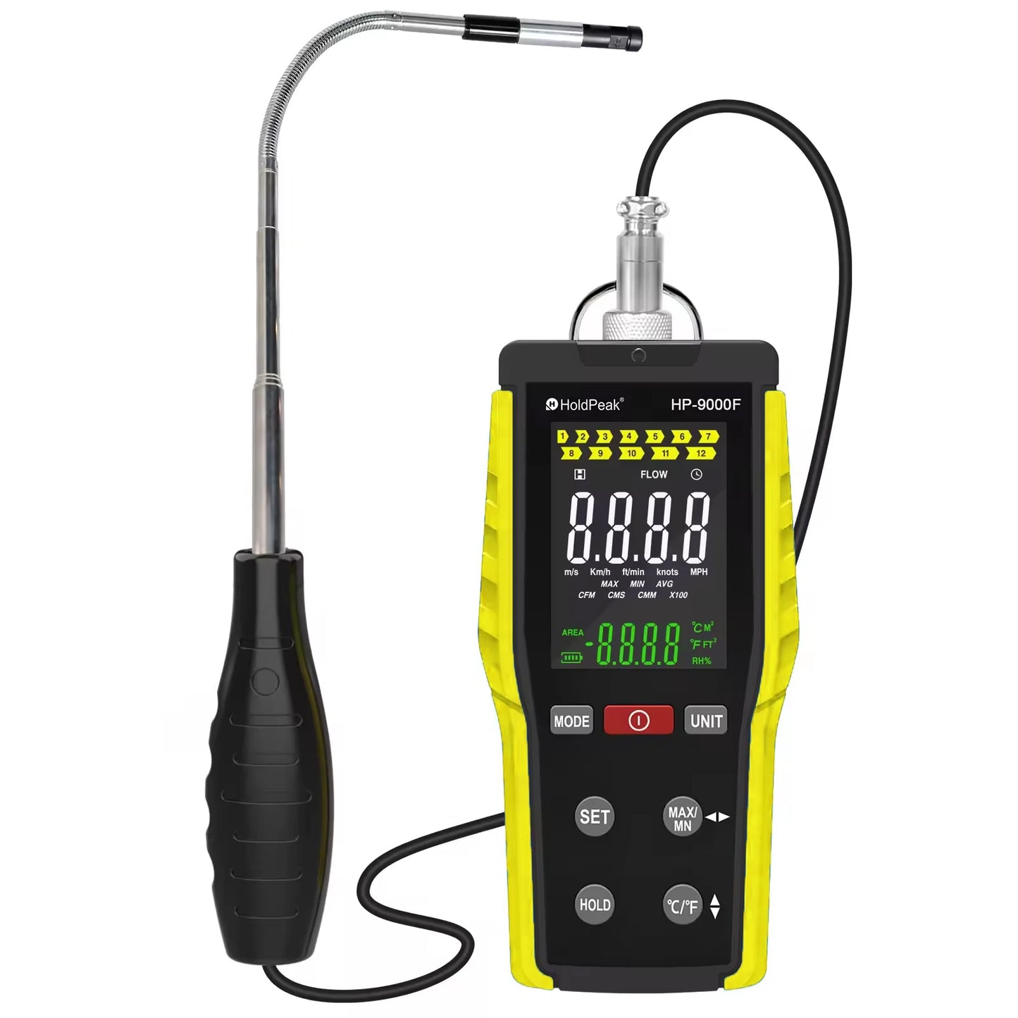 2026 New Model BT-9000F Handheld Anemometer Wind Speed Meter, Adopt Thermal Sensor, Capable of Measuring Minimum Wind Speed