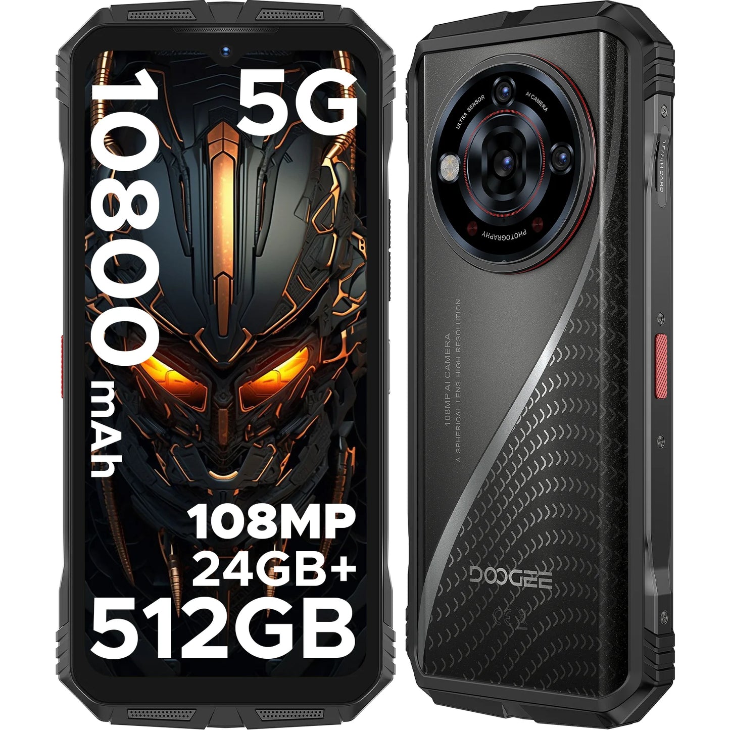 【Brand+】Doogee S118 Pro 5g Rugged Phone Dimensity 7050 6.6'' Fhd 120Hz 8Gb Ram 512Gb Rom 10800Mah Battery Cell Phone Nfc