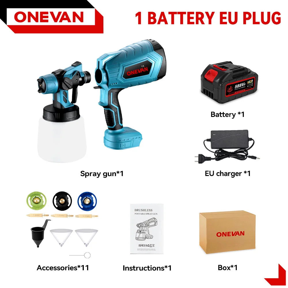 1500W 1000ML Cordless Electric Spray Gun High Power HVLP Paint Sprayer Auto Steel Coating Airbrush For Makita 18V Battery Pin