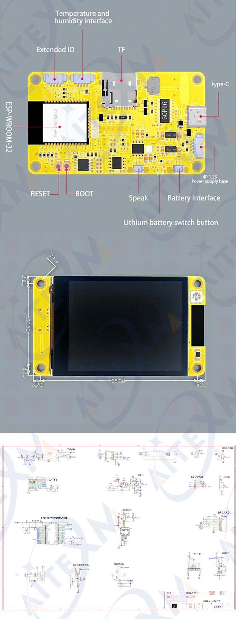 2.4“ ESP32 Arduino LVGL WIFI&Bluetooth Development Board 2.4 inch 240*320 Smart Display Screen 2.4inch LCD TFT Module