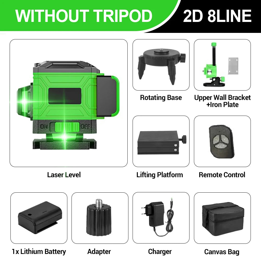 16 Lines 4D Laser Level Green Line SelfLeveling 360 Horizontal & Vertical power Laser level Professional Construction Tools