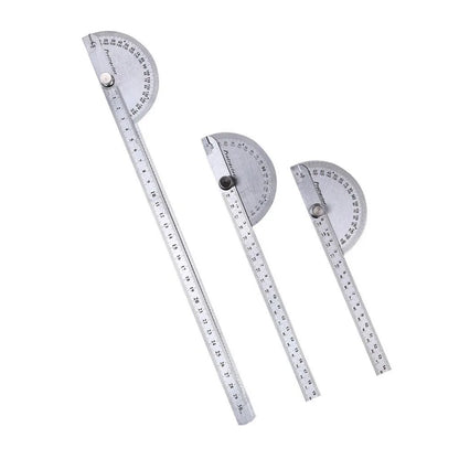 180 Degree 250 x 300mm Stainless Steel Adjustable Double-arm Angle Ruler with Round Head Rotary Protractor steel goniometer