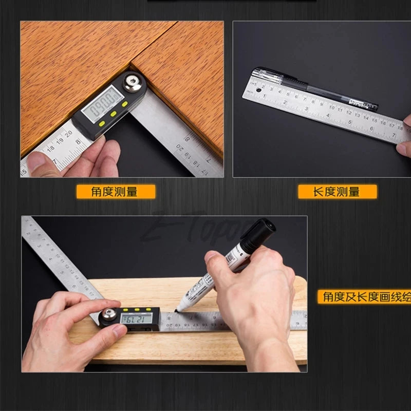 200mm Angle Ruler Goniometer Angle Finder Guage Meter Protractor Electronic Digital 360-Degree 2 in 1 Multifunction Inclinometer