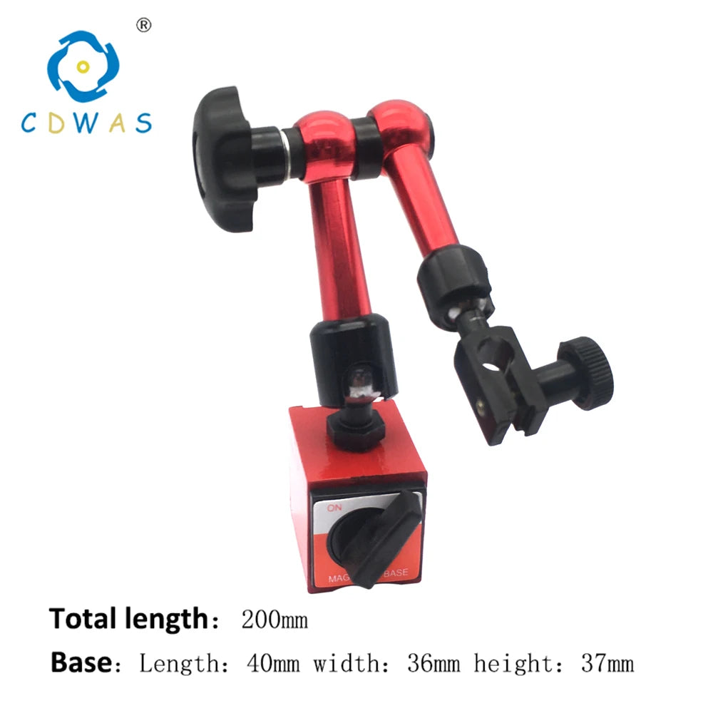 200mm Universal Small Dial Indicator Magnetic Stand Base Holder 0-0.8mm 0.01 Dial Test Comparator For Equipment Calibration