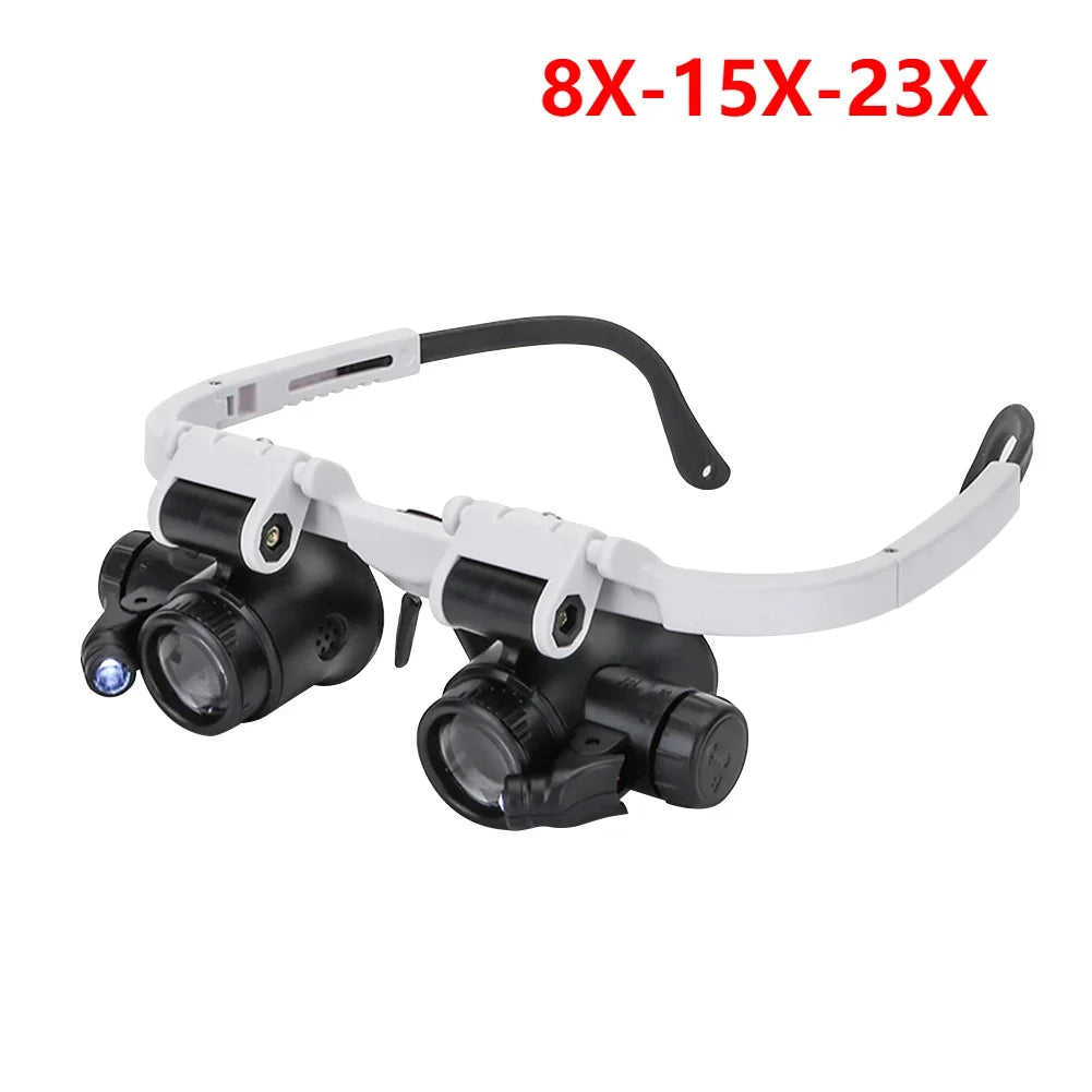 10X/15X/20X/25X LED Magnifier Glasses Magnifying Headband Eyewear for Reading Jewelers Watchmaker Repair Tools Magnifying Glass