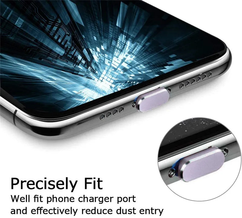 2-10pcs Dust Plug Aluminum Alloy Anti Dust Plug Charging Port Dust Plug For iPhone 14 13 12 Pro Max Protector Anti-Dirt Stopper