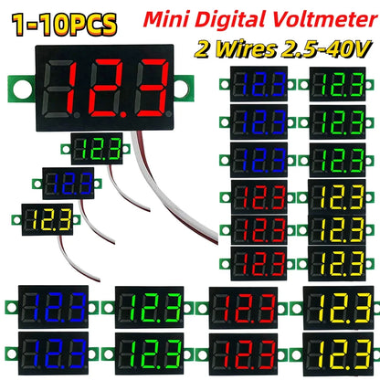 1-10PCS 2 Wires Mini Digital Voltmeter LED Screen Display 0.28 Inch DC Voltage Tester Meter Power Voltage Detector Tool