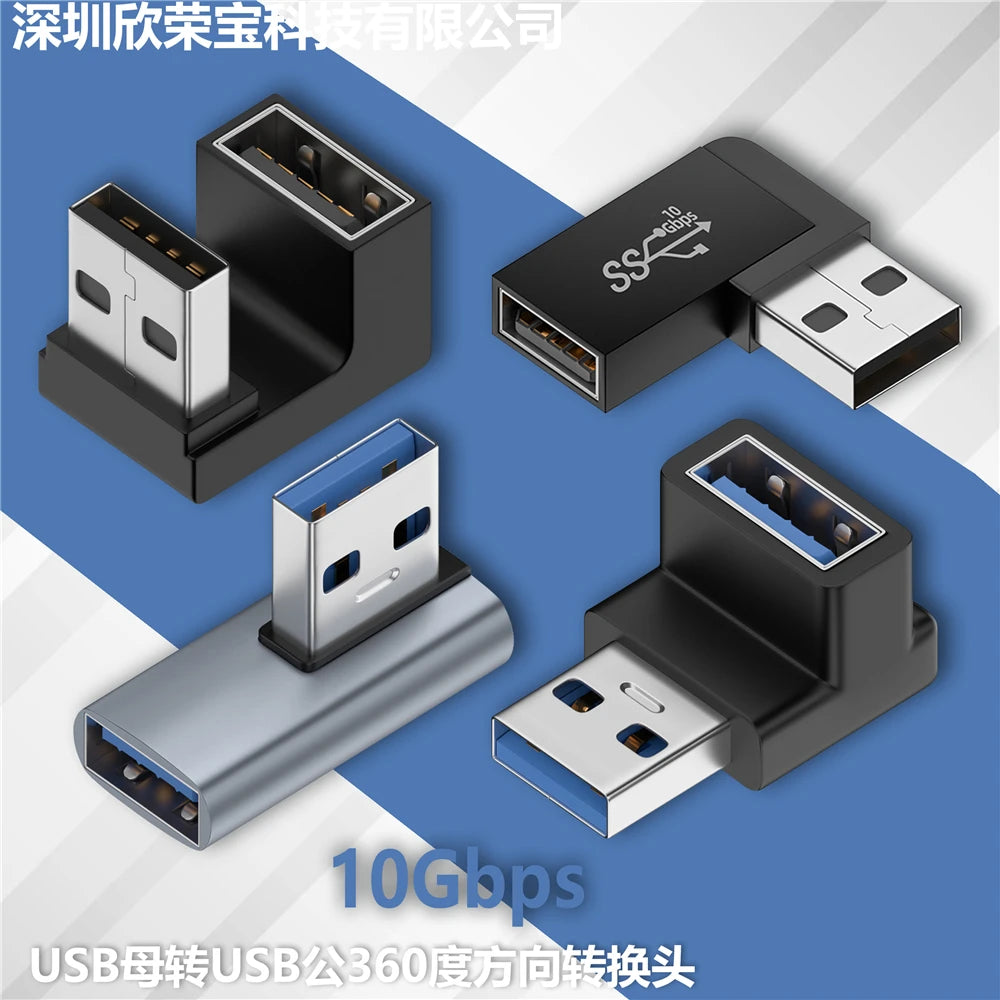 10 Gbps USB Upward Elbow Adapter for Laptop PC Connector Converte USB 3.0 Male to Female 90 Degree Right Angle Extension Adapter