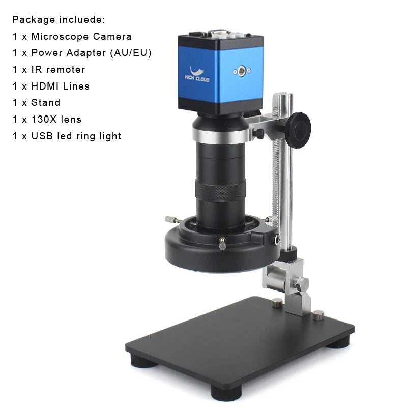 1080P HDMI VGA Digital Video Monocular Microscope Camera TF Storag130X Zoom C-Mount Lens For Phone PCB Soldering Repair Tools