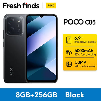 【World Premiere】POCO C85 Global Version Smartphone 128/256GB Helio G81-Ultra 6000mAh battery 6.9" display 50MP Camera 33W NFC