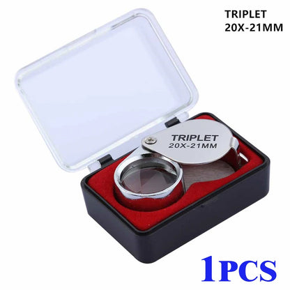10-30X Pocket Loupe Magnifier Jewelry Magnifying Glass Foldable Diamond Lupa Triplet Jewelers Eye Glass Tool Reading Magnifiers