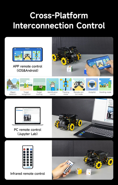 Yahboom Raspbot V2 AI Large Model Robot Car Kit with Camera Mecanum Wheel Toy Educational Python Programming for Raspberry Pi 5