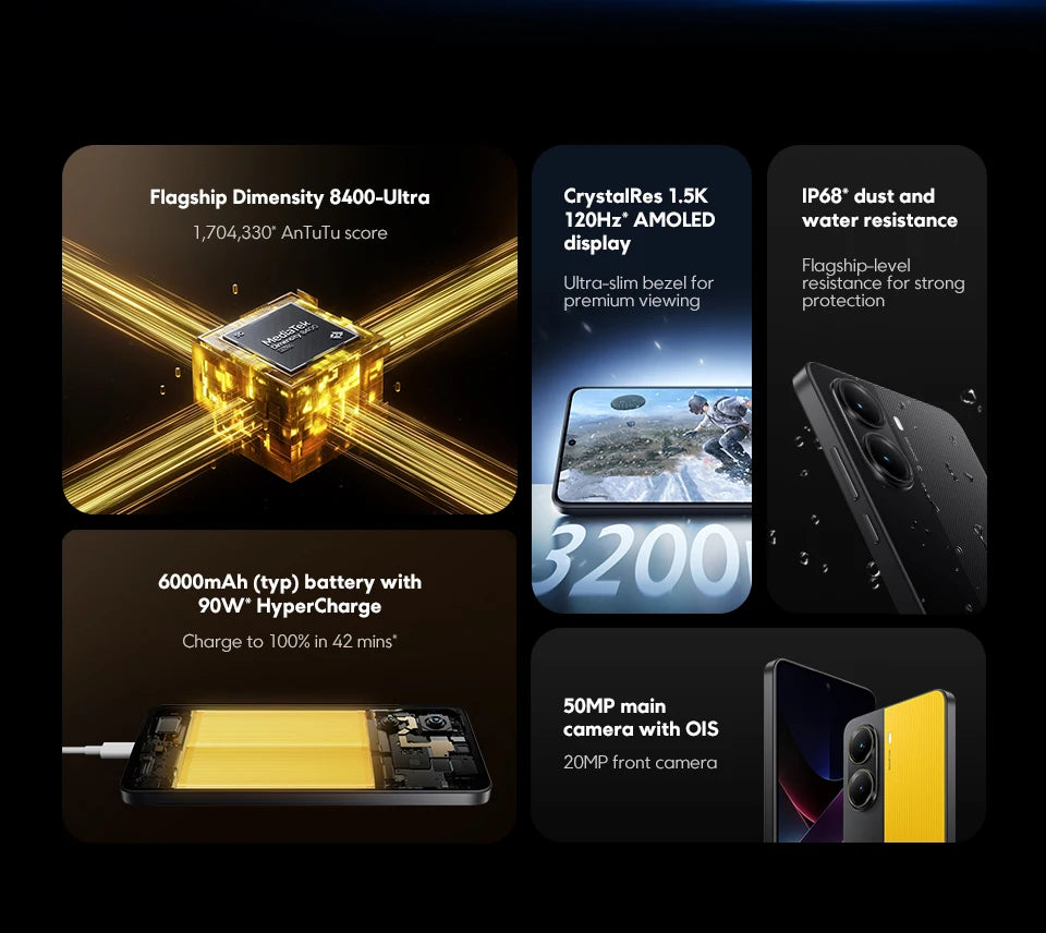 【Brand+】POCO X7 Pro Smartphone Dimensity 8400-Ultra 6000mAh 90W HyperCharge 6.67