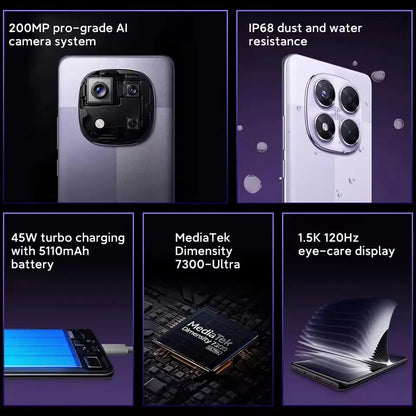 【Brand+】Xiaomi Redmi Note 14 Pro 5G Smartphone MediaTek Dimensity 7300-Ultra 200MP AI camera NFC 6.67"AMOLED display IP68