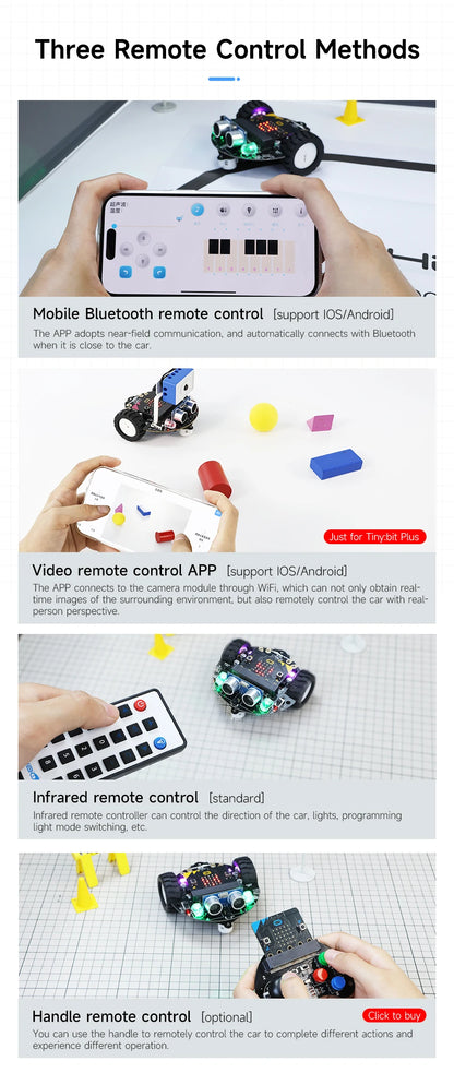 Yahboom Tiny:bit Plus Microbit Robot Car With ESP32 WiFi Camera Module Support APP FPV Control Programmable Toy Kids Coding