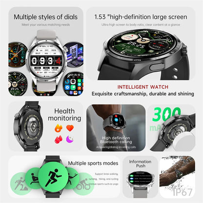 2025 New For HUAWEI Smart Watch Men GT5 PRO NFC GPS Sports Compass Fitness Heart Rate Bluetooth Call Smartwatch Watch 5 Pro