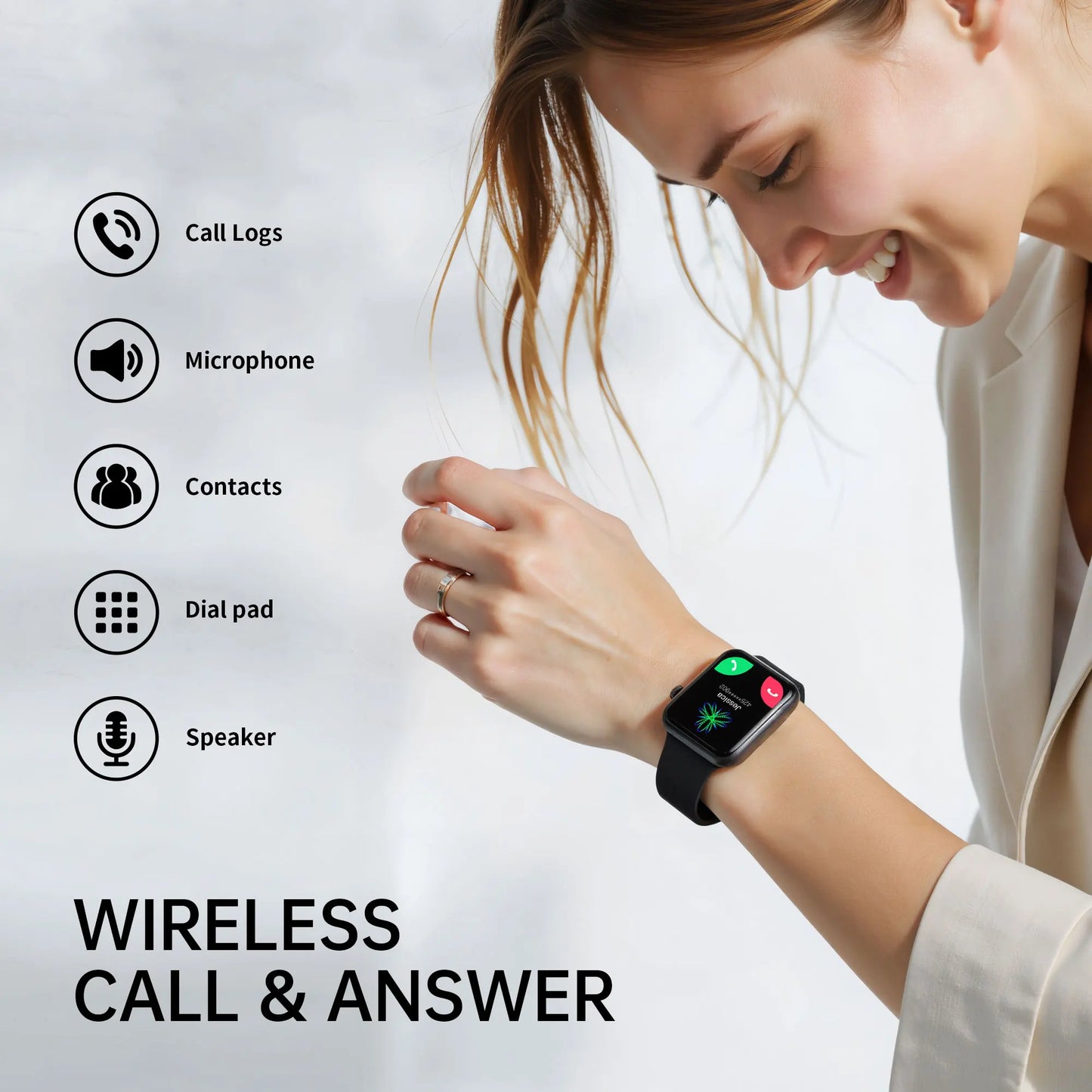 2.01'' Waterproof Smart Watch with Message Answer Call Sleep Monitoring Sports Pedometer Information Alerts For iPhone Android