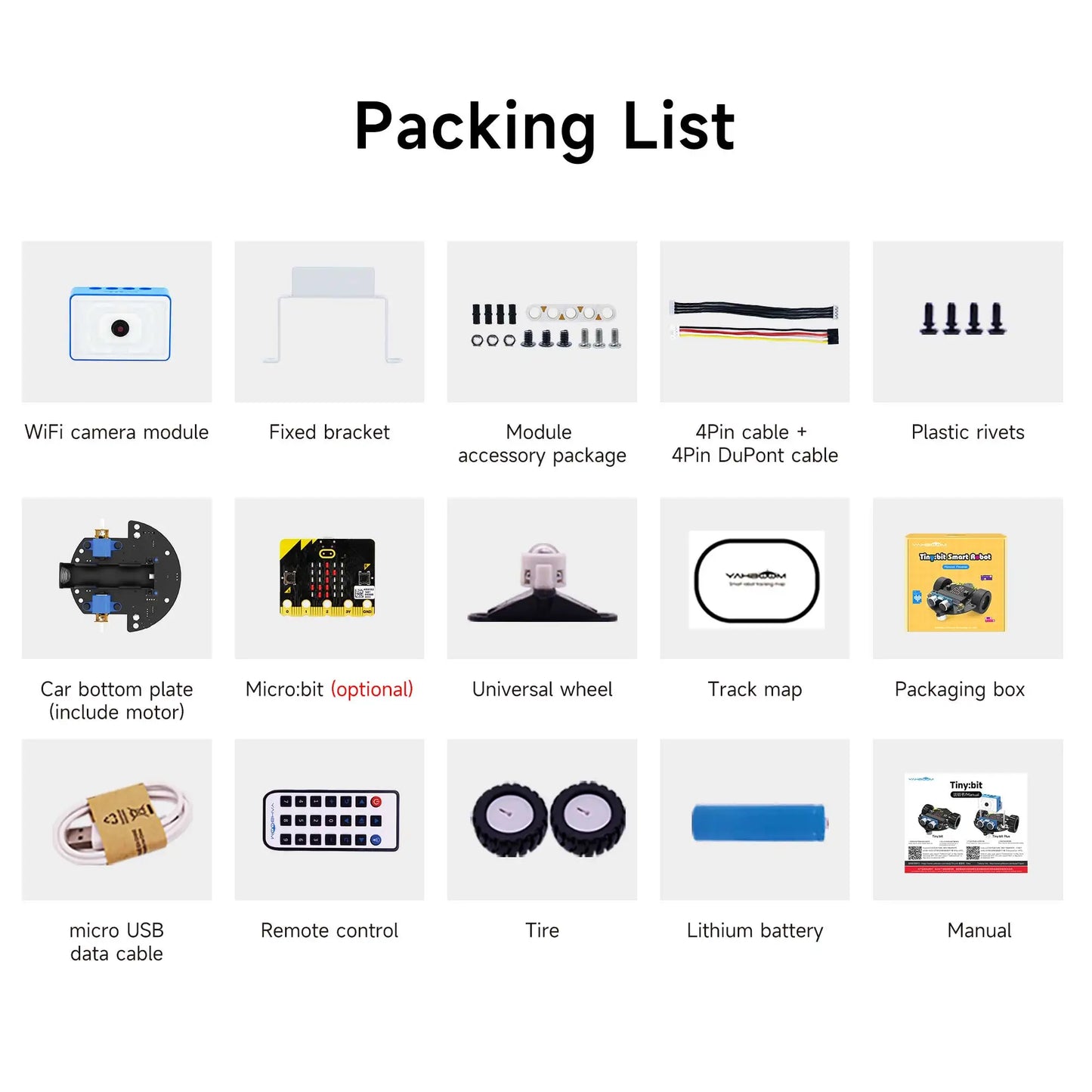 Yahboom Tiny:bit Plus Microbit Robot Car With ESP32 WiFi Camera Module Support APP FPV Control Programmable Toy Kids Coding