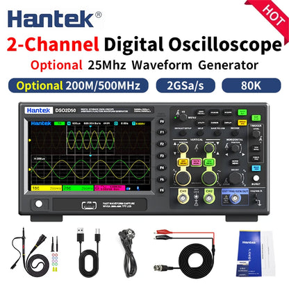 【Hantek Official Genuine】Digital oscilloscope DSO2C20/2C35/2C50/2D20/2D35/2D205 200/350/500MHz 2Gsa/s 2-Ch desktop oscilloscope