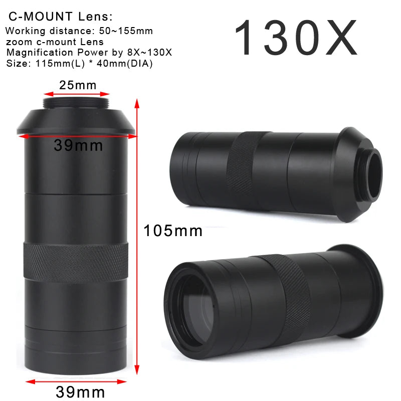 1080P HDMI VGA Digital Video Monocular Microscope Camera TF Storag130X Zoom C-Mount Lens For Phone PCB Soldering Repair Tools
