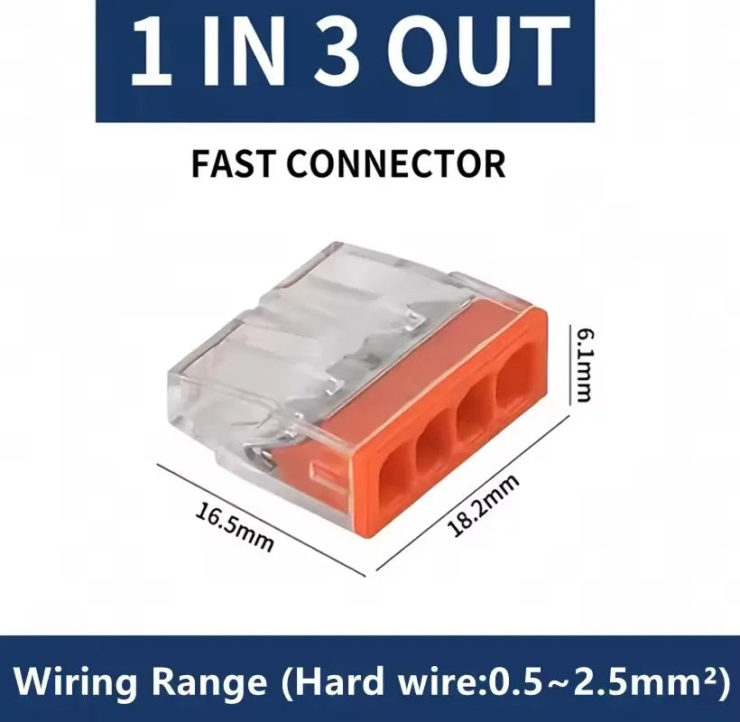 10/50pcs CMK 20 Mini Quick Wire Connectors 2/3/4/5/6/8 Ports Hard wire Quick Push-In Terminal Block 450V 25A 0.5~2.5mm² ﻿