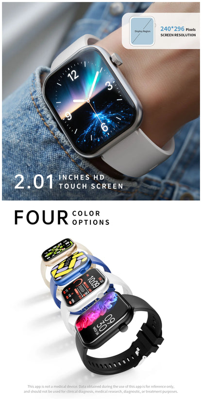 2.01'' Waterproof Smart Watch with Message Answer Call Sleep Monitoring Sports Pedometer Information Alerts For iPhone Android