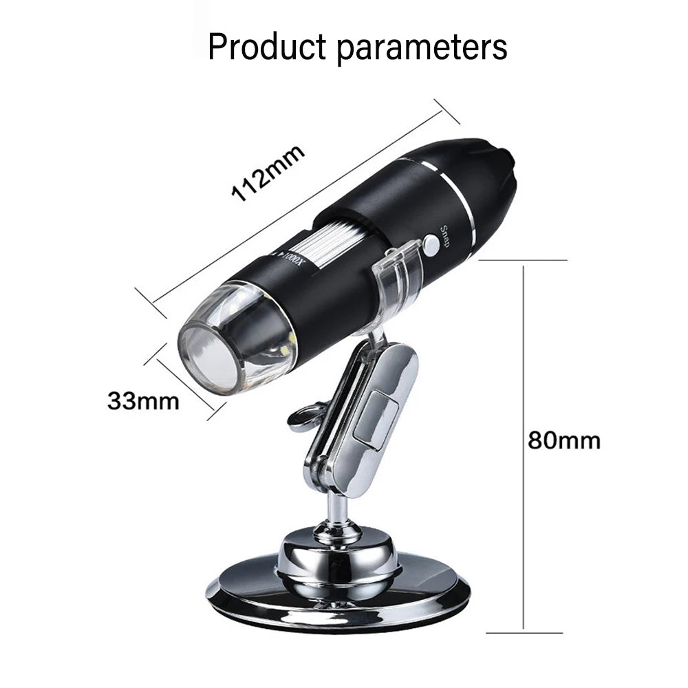 1600X 3in 1 Digital Microscope Camera with 8LEDs Portable Electronic Microscope For Soldering Cell Phone Repair LED Magnifier
