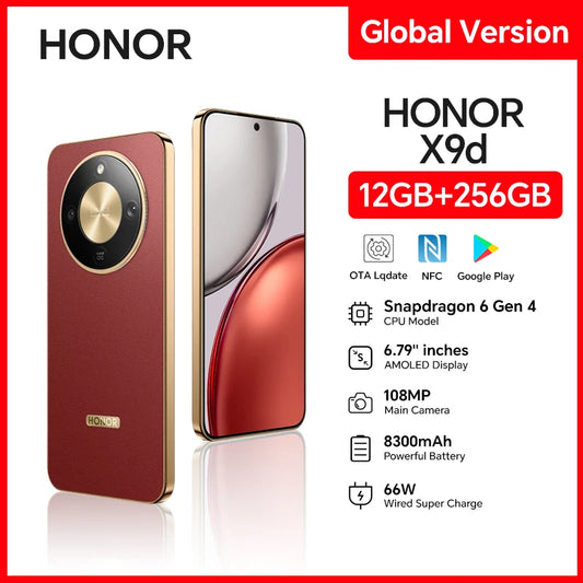 【Brand+】HONOR X9d Global Version Smartphone 6.79'' 120Hz Screen Snapdragon 6 Gen 4 108MP AI Camera 8300 mAh 66W Super Charging
