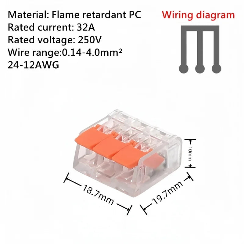 10/75pcs Universal Type Quick Plug-in Terminals,Electrical Equipment Connectors Lever Wire Connector Terminals 250V/32A