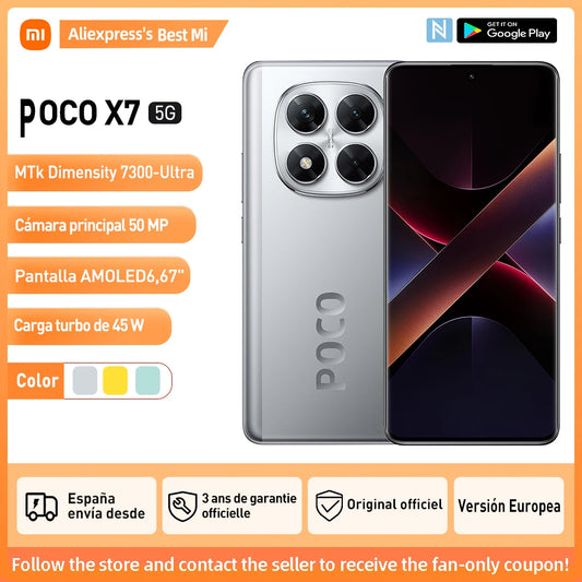 【Brand+】POCO X7 Smartphone Dimensity 7300-Ultra 6.67"120Hz AMOLED Display 45W 5110mAh 50MP Camera IP68 Xiaomi HyperOS NFC