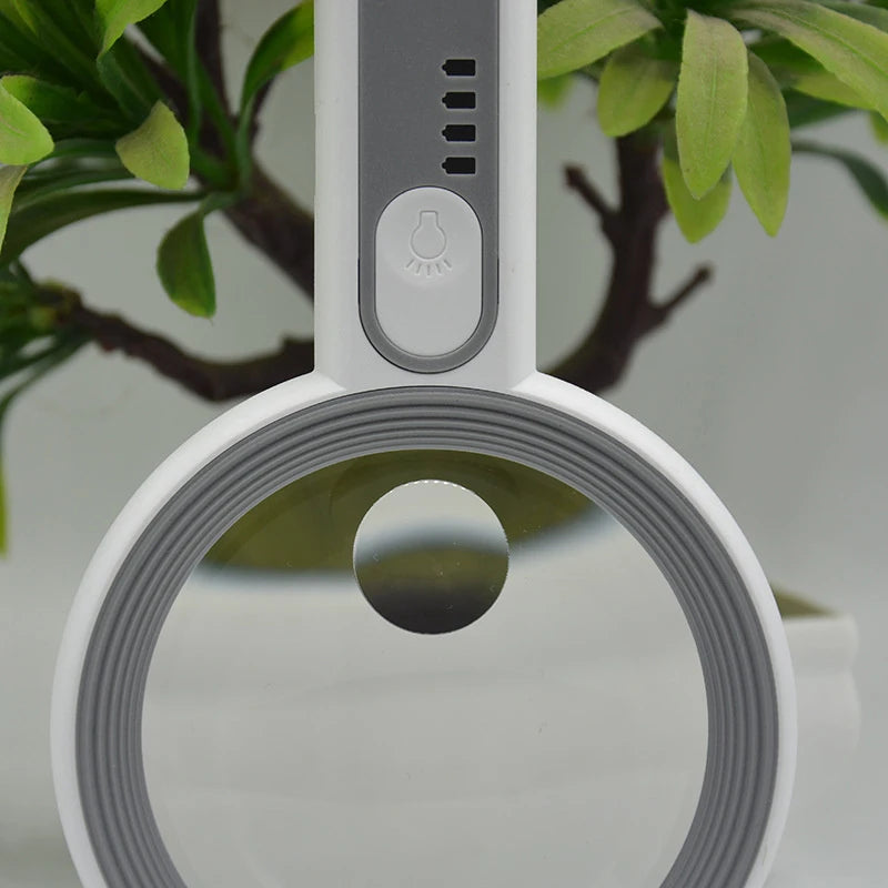 1pc Rechargeable Handheld Magnifier 3 Lighting Modes Illuminated Magnifying Glass With LED Light For Seniors Reading Repair