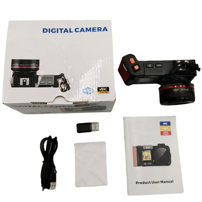 100D Dual-screen WIFI Monocular Camera 4K UHD 70MP Digital SLR Camera with Filters Flash Wide-Angle Lens 50X Zoom Auto Focus