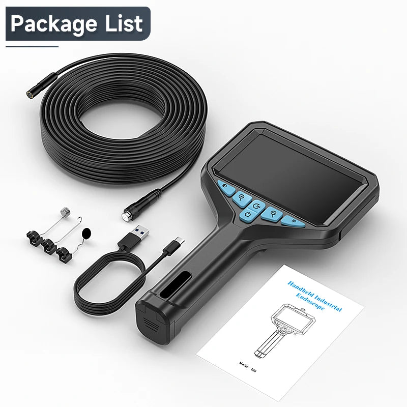 2-100m Borescope 8mm Camera 1080P HD 4.3'' Screen Endoscope IP67 Detachable Design 2600mAh Inspection Camera for Piping