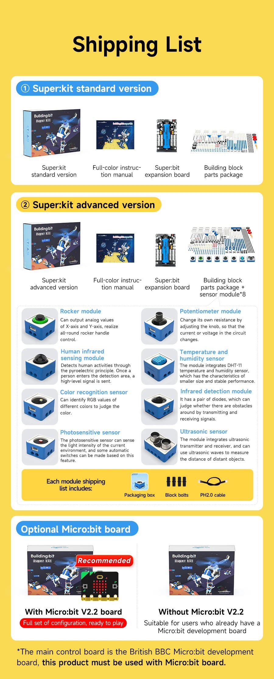 Yahboom Robot Kit Programmable 16 in 1 Building Block Kit Support Python And Makecode Programming Kids Coding for Microbit V2 V1