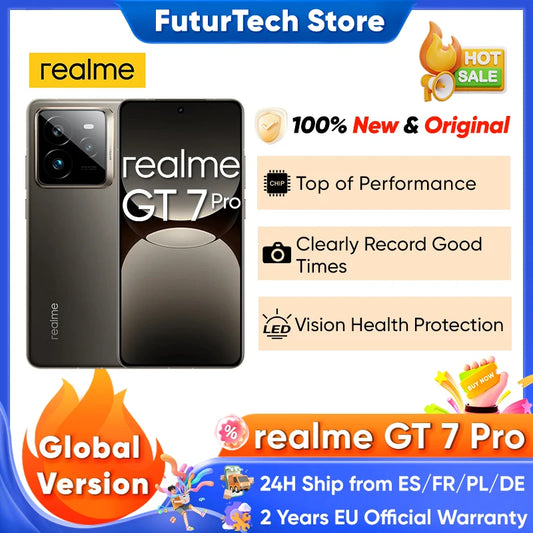 【Brand+】realme GT 7 Pro 5G Smartphone Snapdragon 8 Elite AI Ultra-clear Snap Camera RealWorld Eco² Display 6500mAh NFC