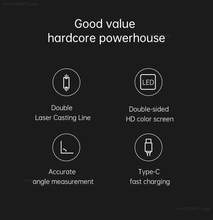 Youpin Duka Atuman Laser Angle Casting Instrument Real Time Angle Measure 2 In 1 Laser Level Ruler Type-C Home Laser Measurement