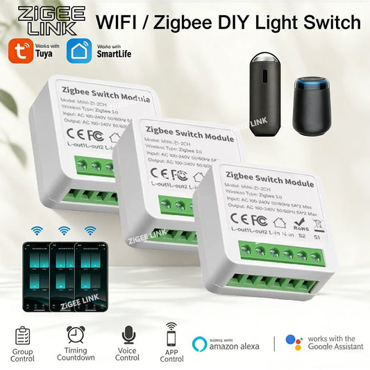 16A/20A Tuya Smart WiFi/Zigbee3.0 Switch APP Control Switch Mini Breaker Smart Life Control Support Alexa Home Yandex Alice