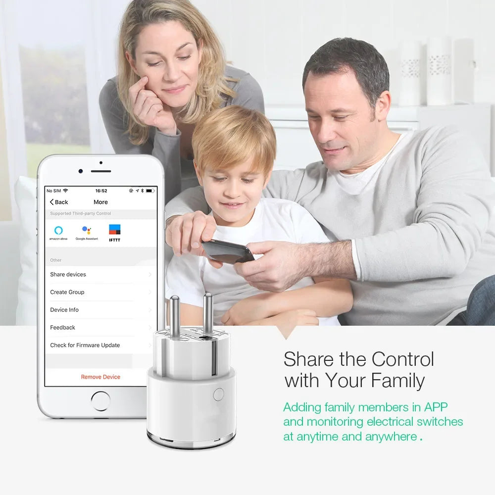 15A 3450W WiFi Smart Plug Wireless Power Socket Outlet Energy Monitoring No Hub App Remote Control EU Plug