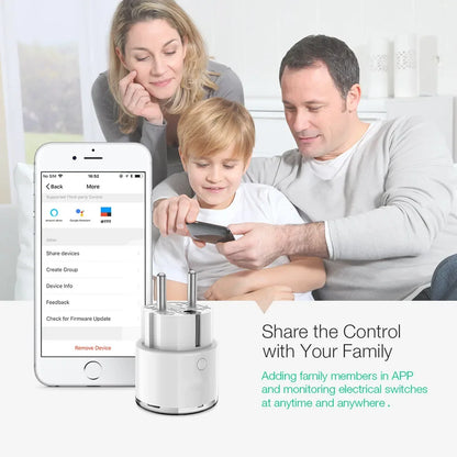 15A 3450W WiFi Smart Plug Wireless Power Socket Outlet Energy Monitoring No Hub App Remote Control EU Plug