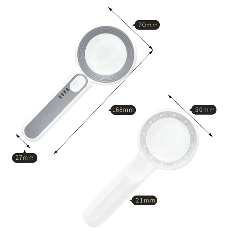1pc Rechargeable Handheld Magnifier 3 Lighting Modes Illuminated Magnifying Glass With LED Light For Seniors Reading Repair