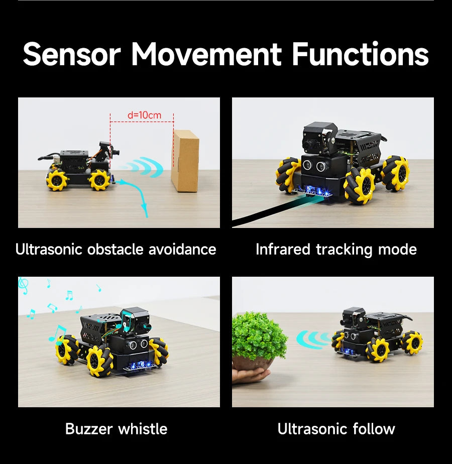 Yahboom Raspbot V2 AI Large Model Robot Car Kit with Camera Mecanum Wheel Toy Educational Python Programming for Raspberry Pi 5