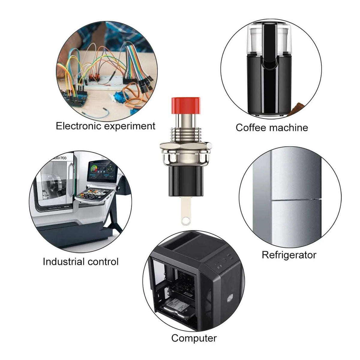 15PCS Momentary Push Button Switch, 1A 250VAC SPST Mini Pushbutton Switches Normally Open(NO)