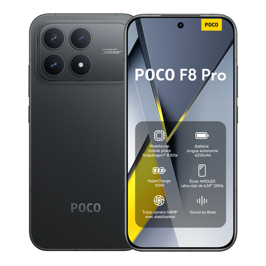 Xiaomi France | POCO F8 Pro, mobile platform®8 Elite peak, 6210 mAh long battery life (type), AMOLED screen HyperRGB POCO 120 Hz  6,59"