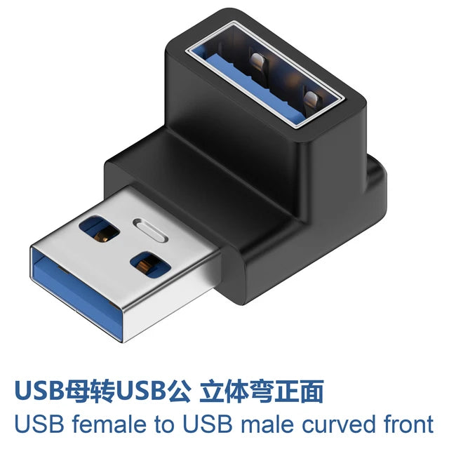 10 Gbps USB Upward Elbow Adapter for Laptop PC Connector Converte USB 3.0 Male to Female 90 Degree Right Angle Extension Adapter