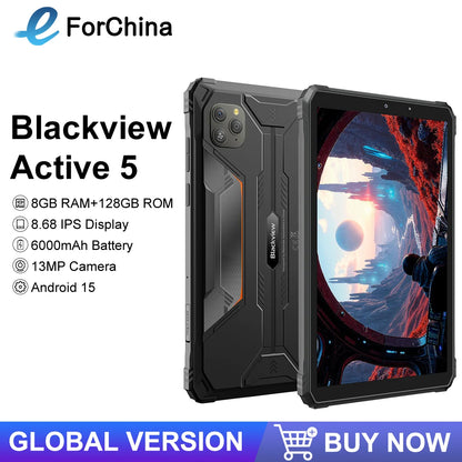 2025 Blackview Active 5 8.68'' Rugged Tablet PC Unisoc T615 Octa Core 8GB+128GB Telephone Smartphone 6600mAh Tablets Android 15