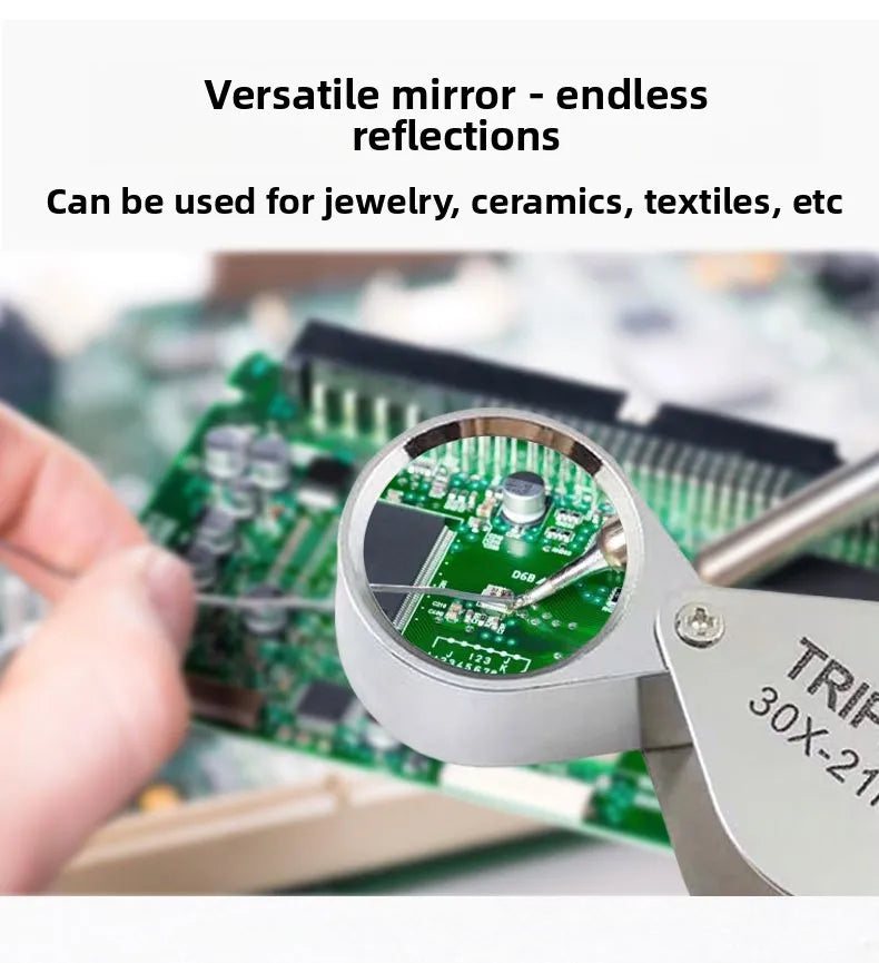 10-30X Pocket Loupe Magnifier Jewelry Magnifying Glass Foldable Diamond Lupa Triplet Jewelers Eye Glass Tool Reading Magnifiers
