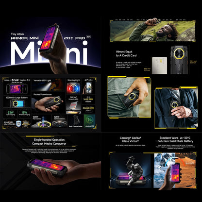【World Premiere】Ulefone Armor Mini 20T Pro 5G  4.7" Display  Rugged Phone LED Light Android 14 Smartphone 6200mAh 16GB+256GB 33W