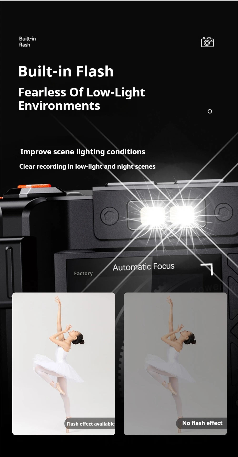 100D Dual-screen WIFI Monocular Camera 4K UHD 70MP Digital SLR Camera with Filters Flash Wide-Angle Lens 50X Zoom Auto Focus