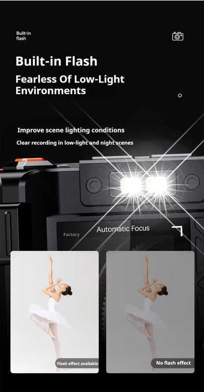 100D Dual-screen WIFI Monocular Camera 4K UHD 70MP Digital SLR Camera with Filters Flash Wide-Angle Lens 50X Zoom Auto Focus